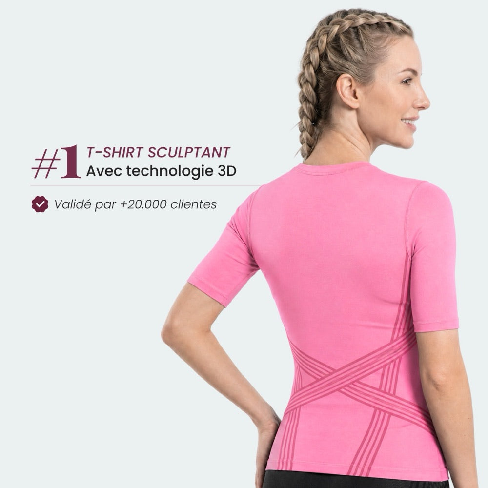 T-shirt sculptant 3D porté sous des vêtements du quotidien